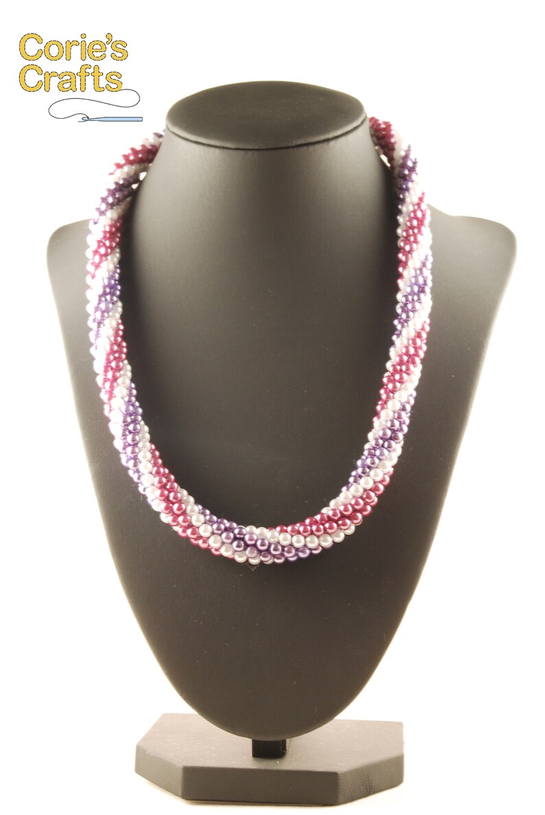 Handmade Purple Spiral Necklace Purple Beaded Jewelry Set