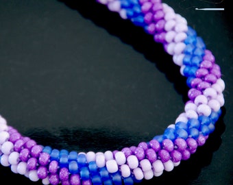 Handmade Purple Beaded Necklace with Optional Jewelry Set Including a Beaded Bracelet & Handmade Beaded Earrings In Three Shades of Purple