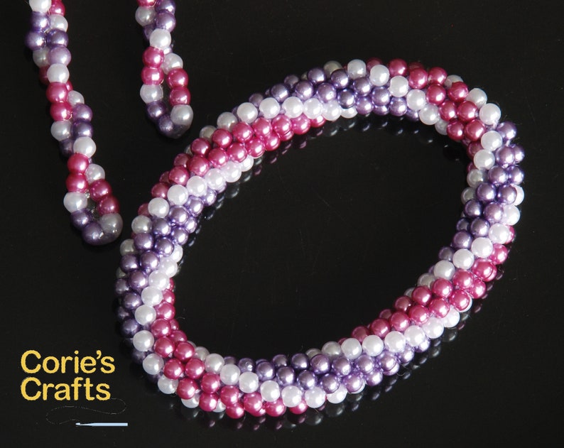 Handmade Purple Spiral Necklace Purple Beaded Jewelry Set