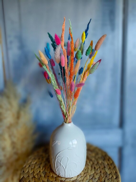 Bunte Trockenblumen für Vase, Bunte Blumengesteck Dekor, Bunte Tischdekoration, Bastel und Geschenk Lieferungen