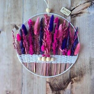Rustic floral wall decor, Hot pink and purple wreath, Wall hanging decor for bedroom, Farmhouse door wreath, Jute and flower hoop