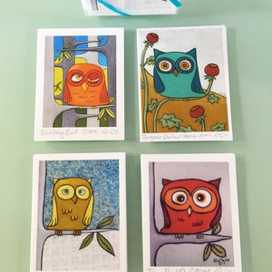 Colorful Owls, Greeting Card Set, Owl Lover Gift, Modern Owl Designs, Gift for Teacher, Blank Note Cards, Owl Note Cards Set, Owl Stationary image 3