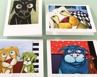 Cute Dogs Greeting Cards Set, Dog Art Note Cards Set, Dog Lover Gift, Veterinarian Gift, Pet Sitter Gift, Blank Cards Set, Dog Note Cards