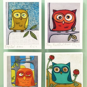 Colorful Owls, Greeting Card Set, Owl Lover Gift, Modern Owl Designs, Gift for Teacher, Blank Note Cards, Owl Note Cards Set, Owl Stationary image 2