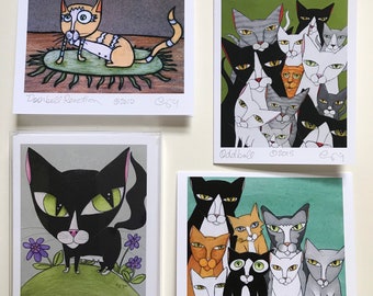 Cat Lovers Boxed Greeting Card Set of 8 with Envelopes, Assorted Tuxedo Cat Cards Set, Mixed Cat Cards, Cat Note Cards, Blank Cards, Kitties