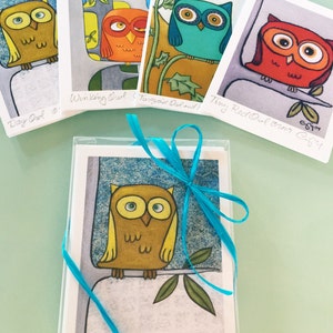 Colorful Owls, Greeting Card Set, Owl Lover Gift, Modern Owl Designs, Gift for Teacher, Blank Note Cards, Owl Note Cards Set, Owl Stationary image 5