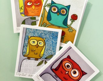 Colorful Owls, Greeting Card Set, Owl Lover Gift, Modern Owl Designs, Gift for Teacher, Blank Note Cards, Owl Note Cards Set, Owl Stationary