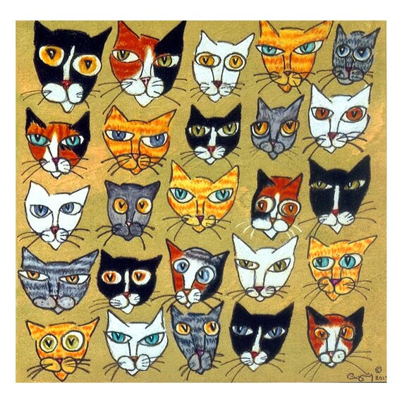 25 Cat Heads 8 X 10 Custom Matted Print Etsy