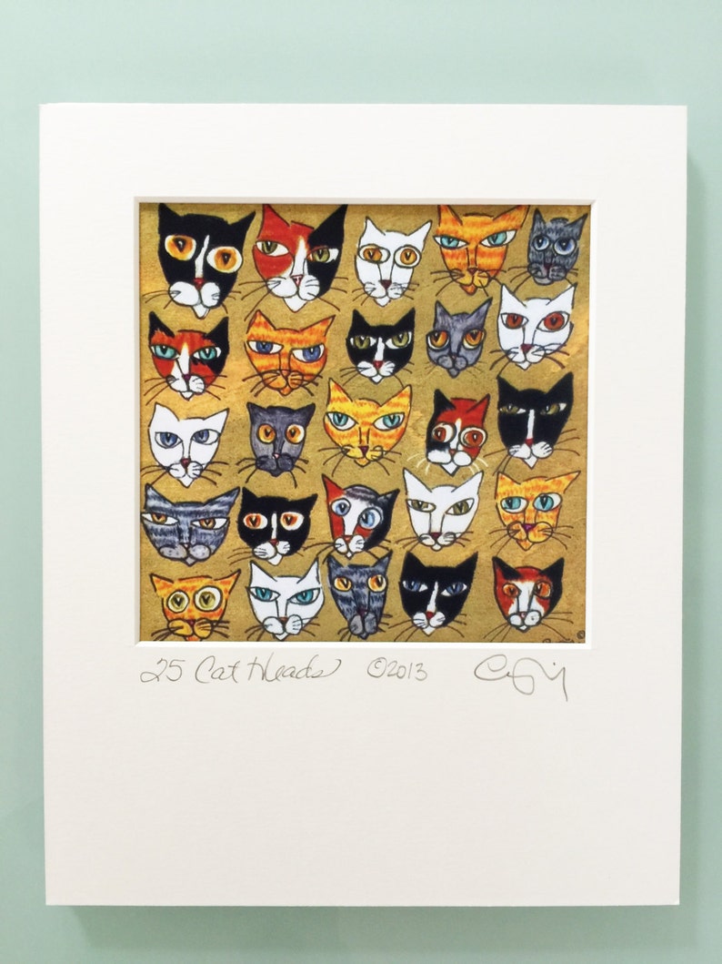 25 Cat Heads 8 X 10 Custom Matted Print Etsy