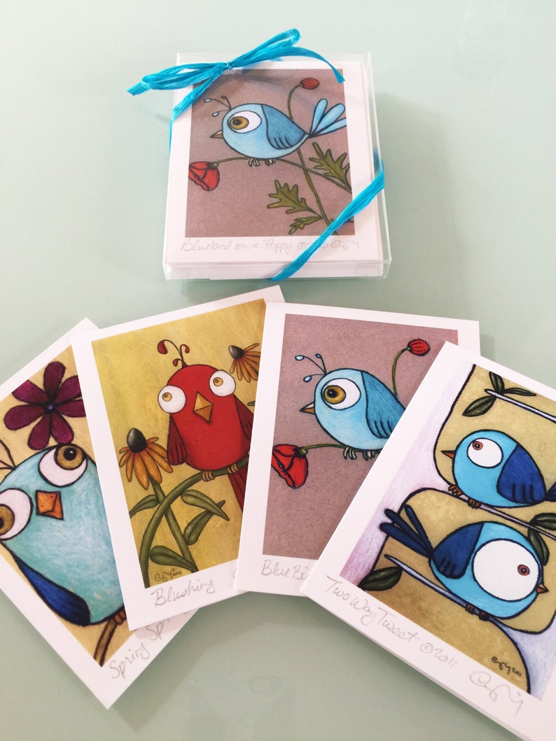 Colorful Birds, Boxed Greeting Card Set, Bird Cards Set, Funny Bird Art, Modern Bird Designs, Teacher Gift, Graduation Gift, Pretty Birds image 2