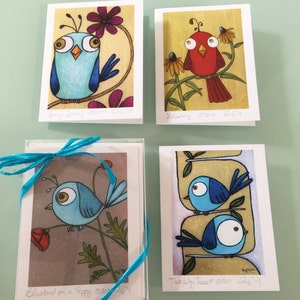 Colorful Birds, Boxed Greeting Card Set, Bird Cards Set, Funny Bird Art, Modern Bird Designs, Teacher Gift, Graduation Gift, Pretty Birds image 4