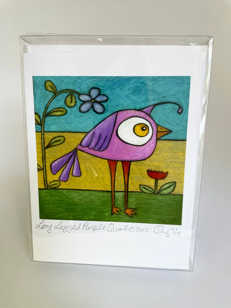 Bright Happy Bird Boxed Greeting Cards Set, Funny Bird Art, Colorful Bird Drawing, Bird Note Cards Set, Blank Bird Cards, Whimsical Bird Art image 9