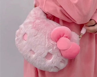 Hello Kitty Plüsch-Umhängetasche | Kreative Hello Kitty-Geschenke | Y2k Mode | Süße Tasche für Frauen | Kawaii Charaktertaschen | Sanrio Handtasche