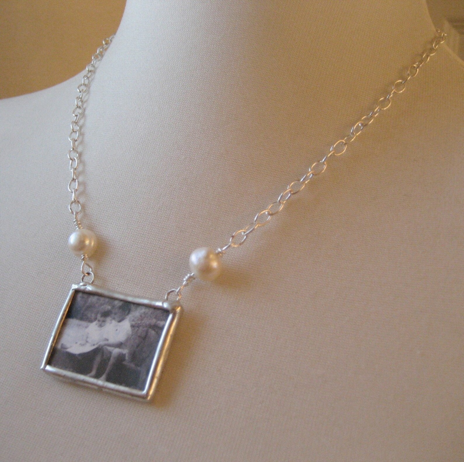 CUSTOM PHOTO Memory Keepsake Necklace Soldered Glass Pendant Etsy