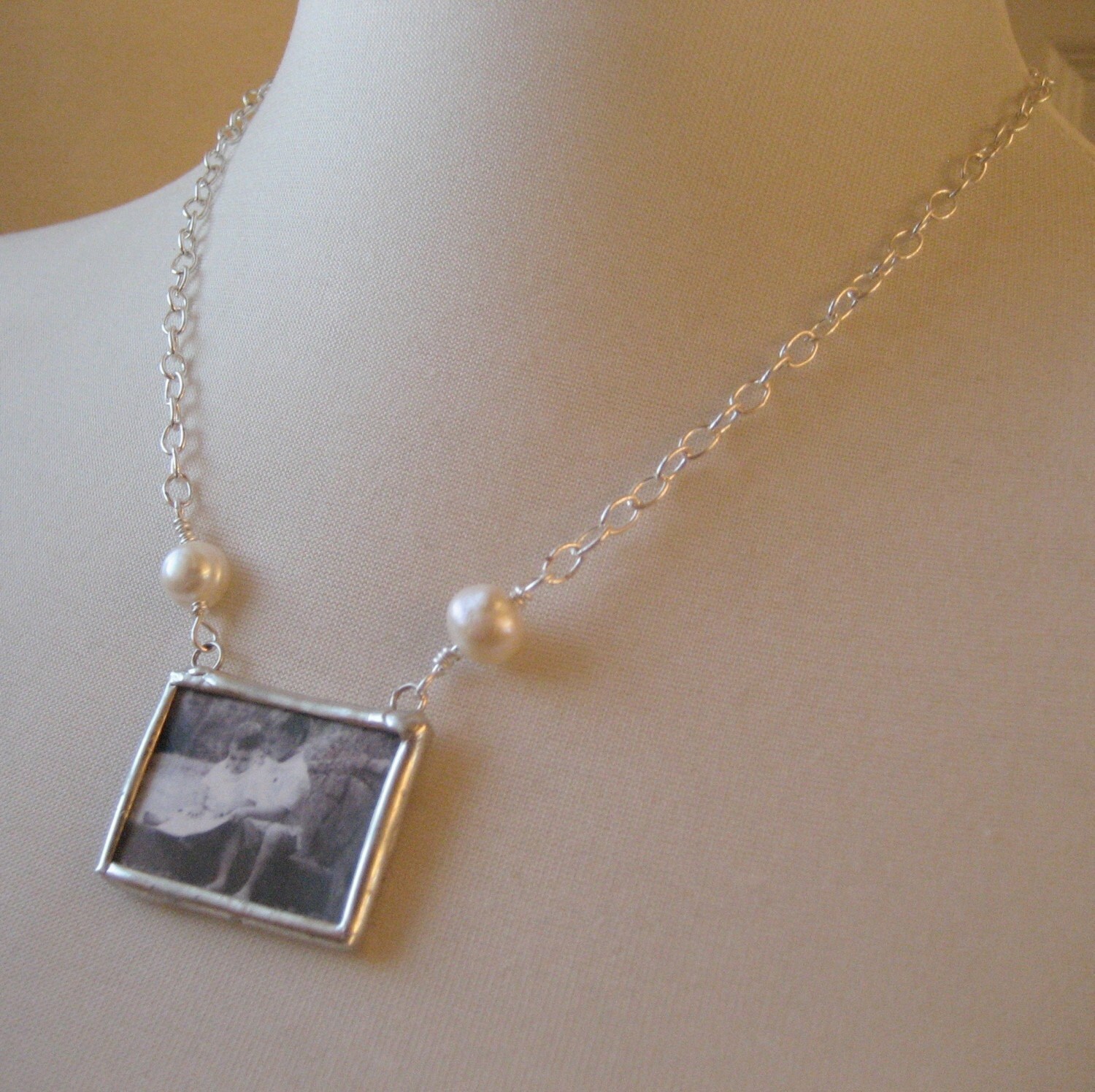 CUSTOM PHOTO Memory Keepsake Necklace Soldered Glass Pendant Etsy