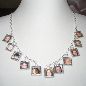 Custom glass photo memory multiple charm cha cha necklace reversible with your pictures great Mothers Day Gift Christmas family personalized image 3