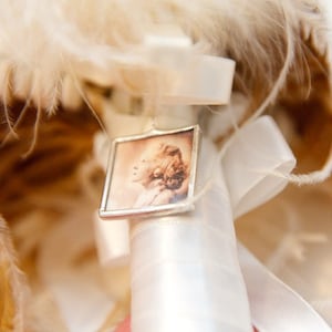 Custom WEDDING CHARM photo memory soldered glass personalized charms reversible with your 2 pictures or images toss bouquet boutonniere image 5