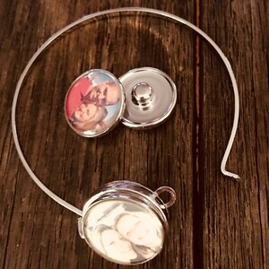 Personalized Photo Snap charm silver bangle bracelet ginger snap noosa interchangeable gift gingersnap 18mm custom cuff delicate stackable image 5