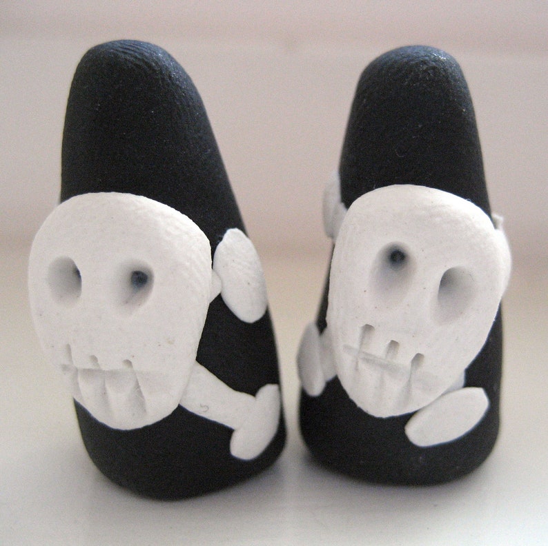 Set of Skull and crossbones knitting needle point protectors black and white huggers crafting tool gift black white or any color you wish image 2
