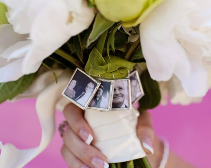 Custom WEDDING CHARM photo memory soldered glass personalized charms reversible with your 2 pictures or images toss bouquet boutonniere