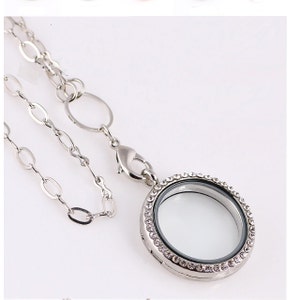 Glass magnetic locket necklace for my floating charms origami pendant owl rhinestone wedding living silver circle chain heart