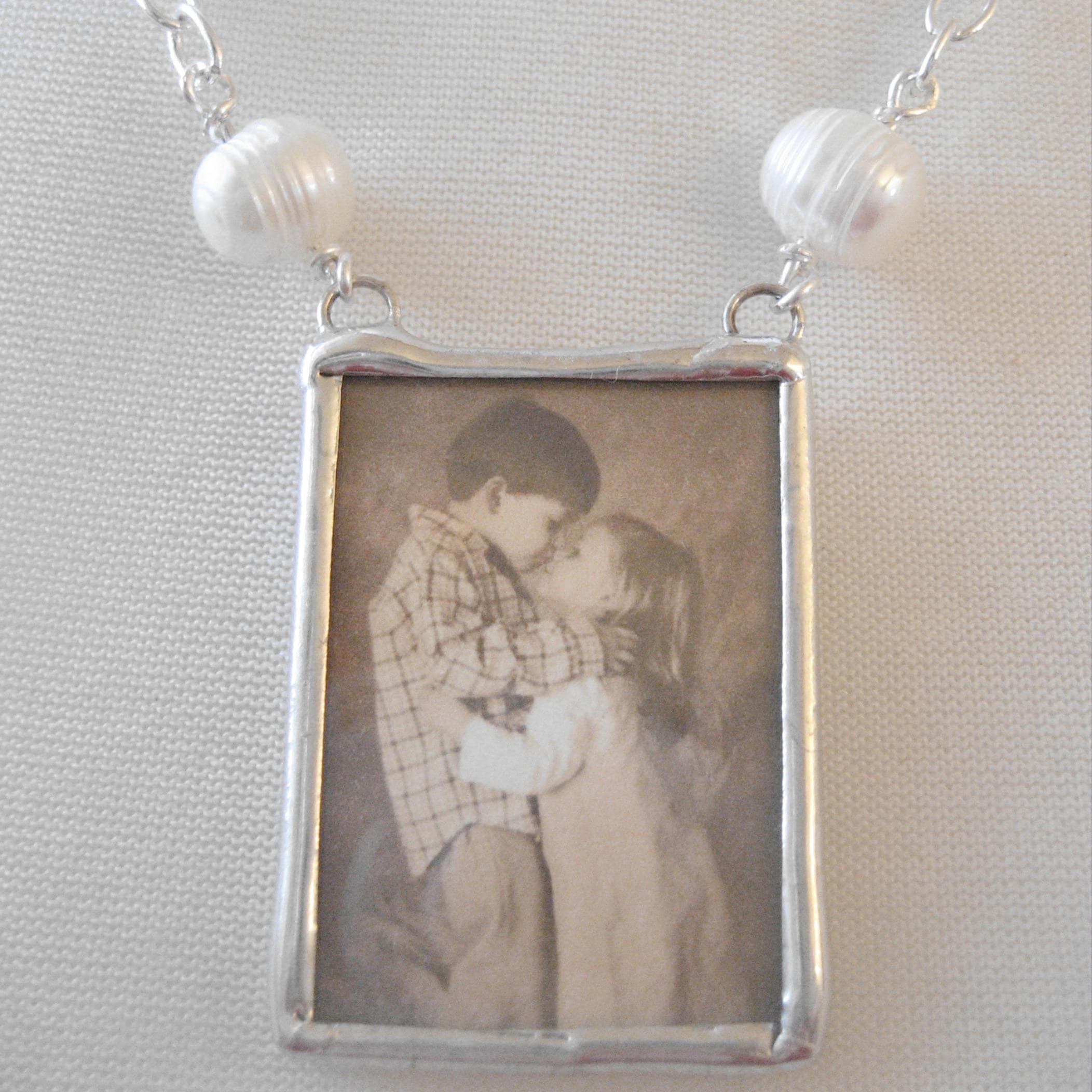 CUSTOM PHOTO Memory Keepsake Necklace Soldered Glass Pendant Etsy
