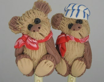 Vintage look mohair Teddy Bear bamboo knitting needles FR3E US SHIPPING