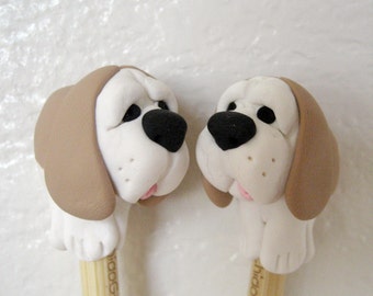 Basset Hound Dog bamboo single point knitting needles any size FR3E US SHIPPING or any dog breed sculpture choose size puppy lover tool