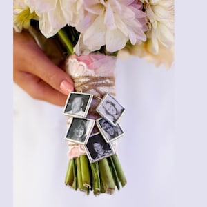 Custom WEDDING CHARM photo memory soldered glass personalized charms reversible with your 2 pictures or images toss bouquet boutonniere image 9