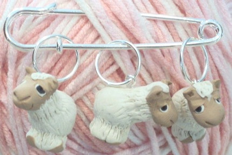 ALPACA Stitch markers, knitting or crochet, FR3E US Shipping, crafter's gift designer present charm pin llama christmas knitter image 5