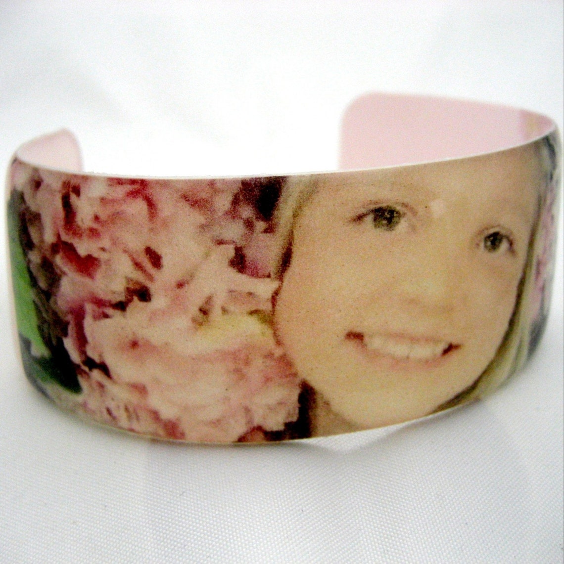 Custom Resin cuff bangle bracelet with your photo lightweight Etsy
