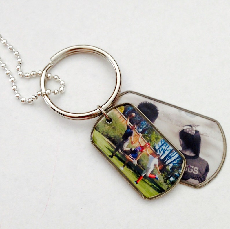 Custom FULL SIZE photo dog tag full photo charm pendant necklace or keychain Great Father's Day Gift dogtag keyring miltary charm image 5