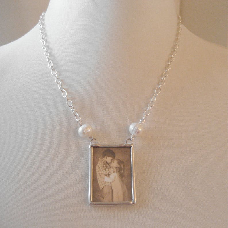 CUSTOM PHOTO Memory Keepsake Necklace Soldered Glass Pendant Etsy