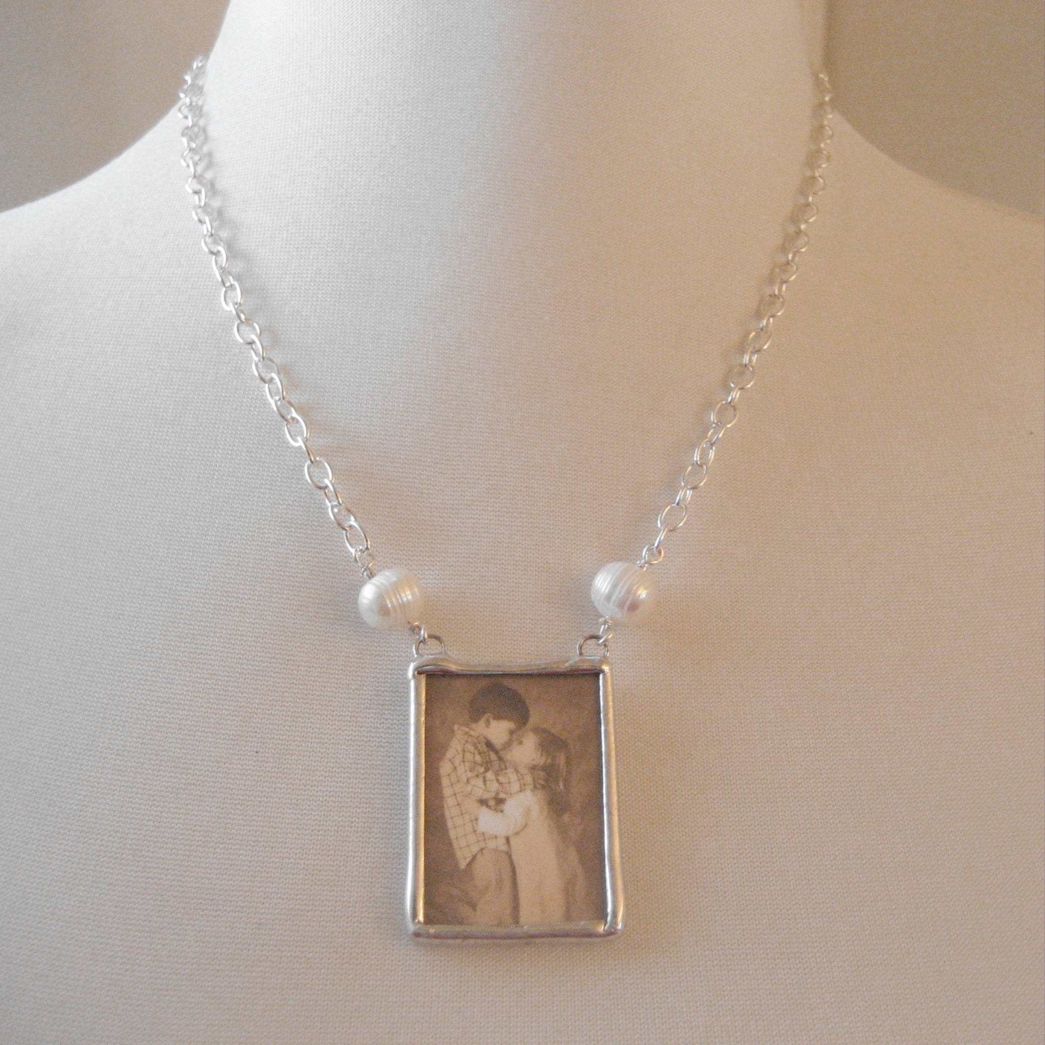 CUSTOM PHOTO Memory Keepsake Necklace Soldered Glass Pendant Etsy