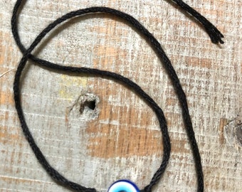 Pulseira ajustável com pingente de olho grego, nó preto, estilo surfista, para amizade, azul grego, proteção espiritual, sorte, presente de felicitação.