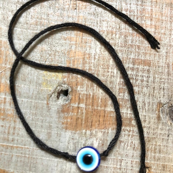 EVIL EYE black string knot bead charm bracelet adjustable surfer style friendship arm candy Greek blue spiritual protection lucky nazar gift