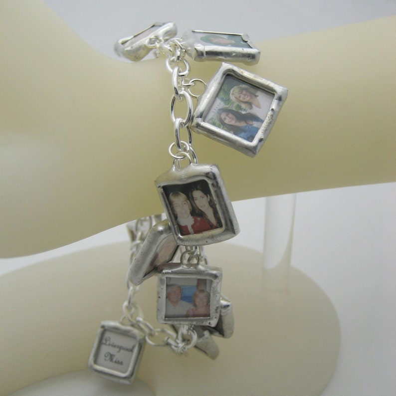 Custom glass photo memory multiple charm cha cha necklace reversible with your pictures great Mothers Day Gift Christmas family personalized image 5