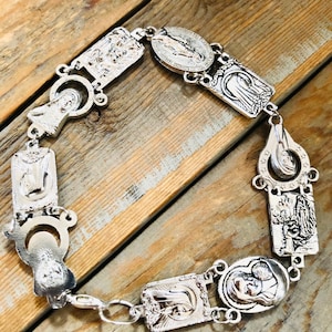 Katholische Heilige Charme Armband Silber Mix Andenken 8-Zoll-unsere Dame Mini Catholica religiöses Gebet Rosenkranz Maria
