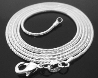 16 - 30 inch .925 sterling silver 1mm snake chain necklace Perfect for my pendants smooth shiny round lobster clasp basic 18 20 22 24
