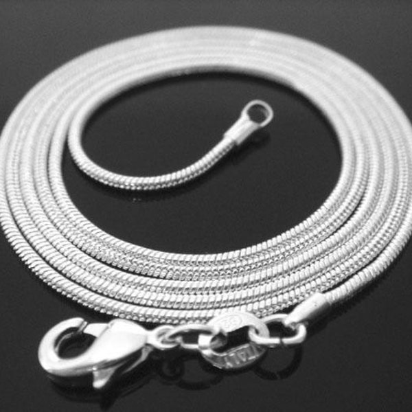 16 - 30 Zoll .925 Sterling Silber 1 mm Schlangenkette Perfekt für meine Anhänger glatt glänzend runder Karabinerverschluss Basic 18 20 22 24