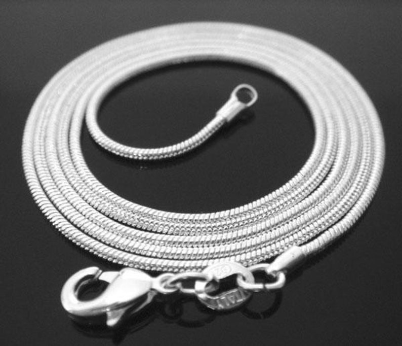 16 30 inch .925 sterling silver 1mm snake chain necklace Perfect for my pendants smooth shiny round lobster clasp basic 18 20 22 24 image 1