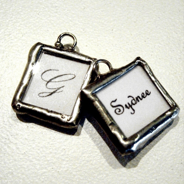 Custom MINI CHARM photo memory soldered glass charms reversible with your 2 pictures or images personalized boutonniere memorial groom