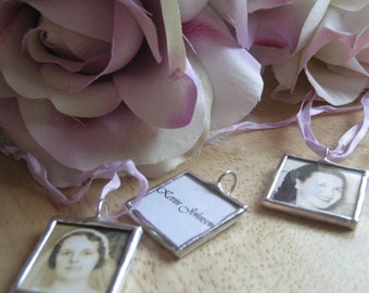 Custom WEDDING CHARM photo memory soldered glass personalized charms reversible with your 2 pictures or images boutonniere bridesmaid groom