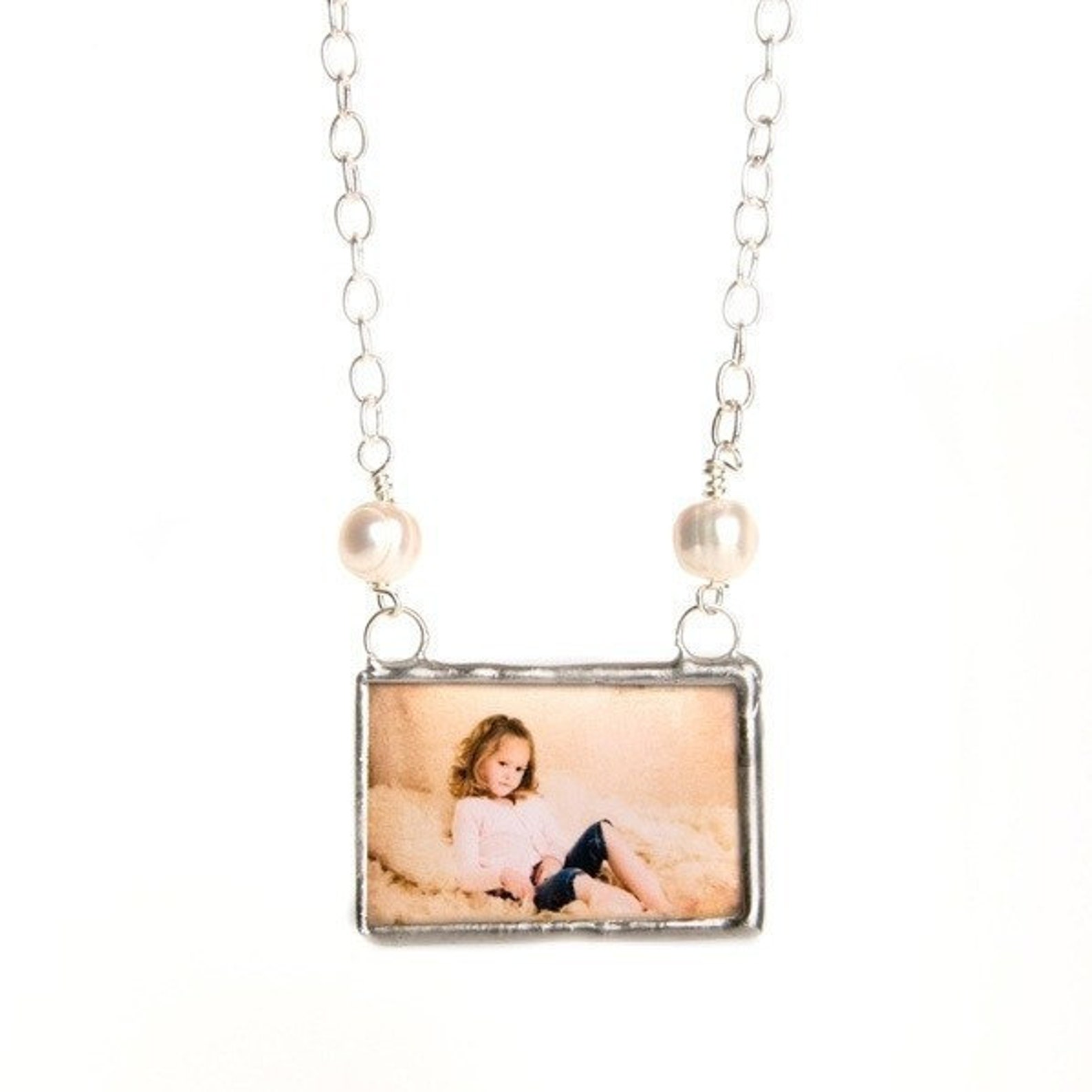 CUSTOM PHOTO Memory Keepsake Necklace Soldered Glass Pendant Etsy