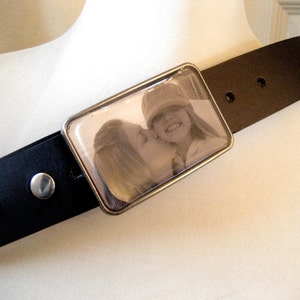 Photo personalized resin steel belt buckle with your picture custom interchangeable great gift for dad your emailed photo made for you art