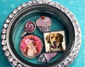 Personalized floating photo charm for your glass living locket pendant 8mm mini circle square memory 10mm