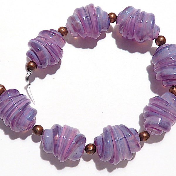 Light Purple Rose Whirled, Handmade  Lampwork Beads