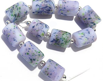 Soft Garden Purples  Tubes   Handmade Lampwork Beads