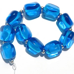 Aqua  Blue  Wedges, Handmade  Glass Lampwork Beads