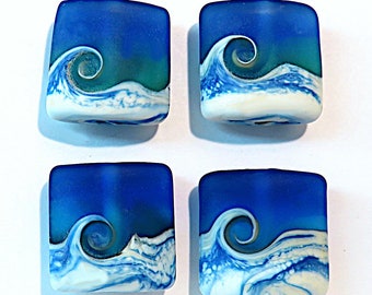 Amazing Etched  Large Beach  Focal Beads, Handmade Glass Lampwork